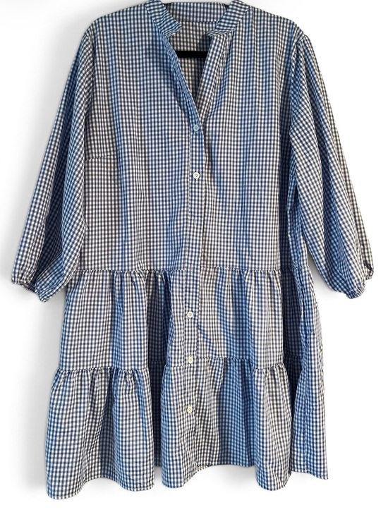 Dresses & Skirts - Blue and White Gingham Tiered Button Dress